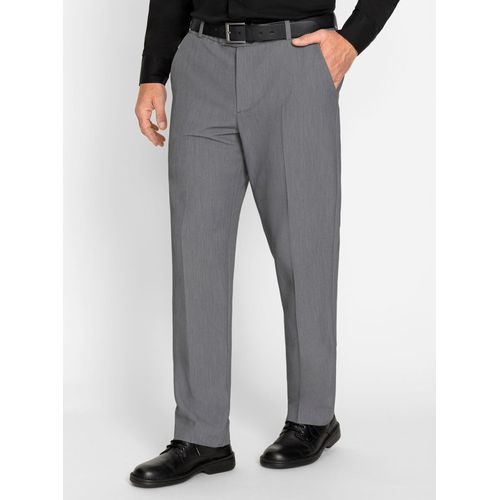 Bügelfaltenhose MARCO DONATI, Herren, Gr. 50, Normalgrößen, grau (hellgrau, meliert), 77% Polyester, 18% Viskose, 5% Elasthan, meliert, unifarben, lang, Hosen