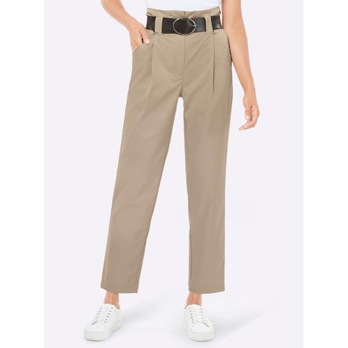 Bundfaltenhose CREATION L, Damen, Gr. 18, Kurzgrößen, beige, 63% Lyocell, 37% Polyester, unifarben, lang, Hosen