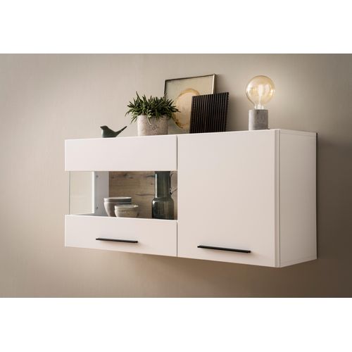 INOSIGN Hängevitrine »Salerno Hängeschrank, Glasvitrine, Weiss mit Eiche Evoke Dekor, modern.«, Metallgriffe, ausreichend Stauraum, vielseitig einsetzbar, 120cm breit