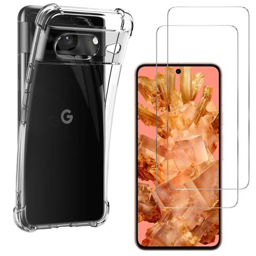 Hülle Google Pixel 8 und 2 schutzfolien - TPU - Transparent
