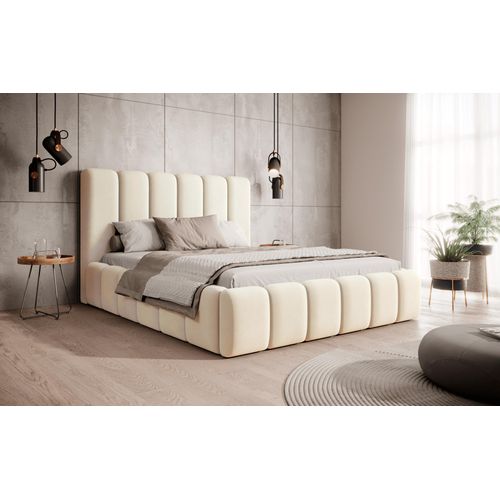 Polsterbett Dream 200x200 - Designerbett mit Bettkasten & Lattenrost - Beige & Magic Velvet 2201