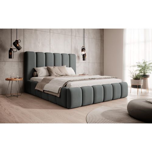 Polsterbett Dream 180x200 - Designerbett mit Bettkasten & Lattenrost - Dunkelgrau & Magic Velvet 2217