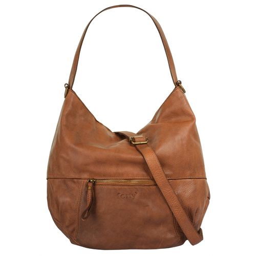 Shopper FORTY, Damen, Gr. B/H/T: 35cm x 30cm x 14cm onesize, braun (cognac), Leder, unifarben, leicht glänzend, Taschen, echt Leder, Made in Italy