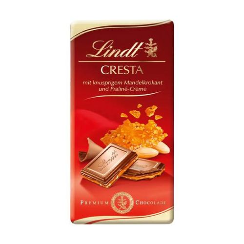 Lindt Cresta mit knusprigem Mandelkrokant und Haselnuss-Creme, 100g Tafel