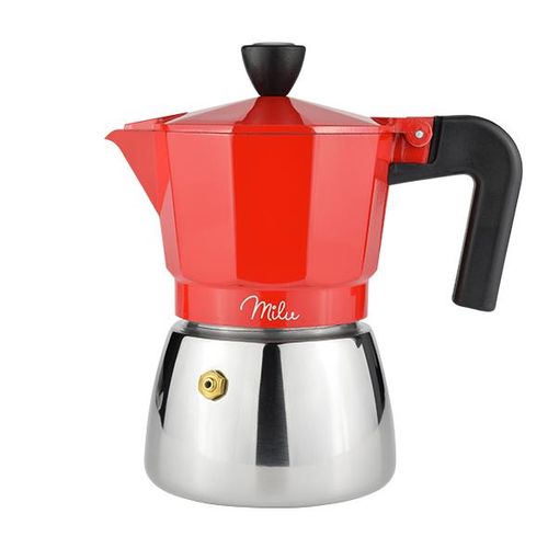 Milu Induktion Espressokocher-Set, rot, 150ml (3 Tassen)