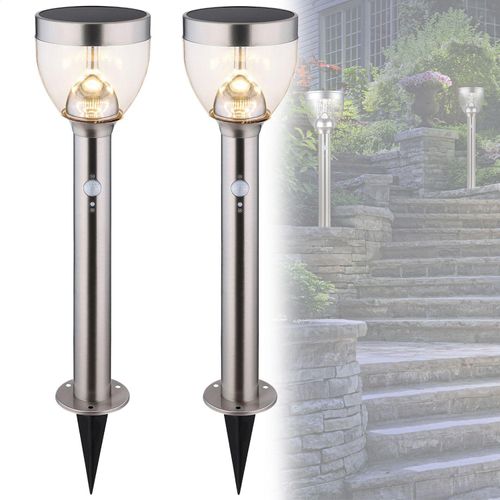 Solarleuchten Garten Weg 2er Set Bewegungsmelder Solarlampe Außen Leuchte Solar