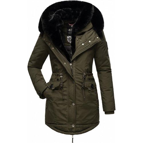 Navahoo Damen Jacke Parka Mantel Winterjacke Warm Gefüttert Kapuze Sweety Deluxe Dark Olive Gr. 34 - XS