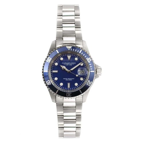 Armbanduhr A.G.Spalding&Bros. Uni Blau Stahl Und Leder