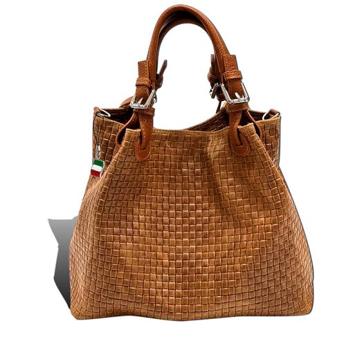Handtasche braun Florence Tasche geprägtes Flechtmuster Leder D2OTF164C