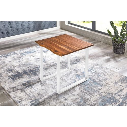 Refurbished Möbelretoure Baumkanten Esstisch Akazie/cognac 90 x 90 cm weiß ESRA