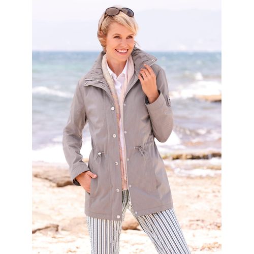 Langjacke CASUAL LOOKS, Damen, Gr. 20, grau (taupe), 100% Polyester, unifarben, Langarm, Jacken