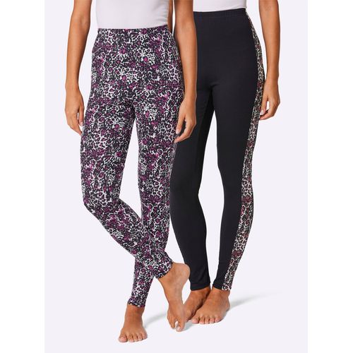 Leggings FEEL GOOD, Damen, Gr. 36/38, Normalgrößen, pink (magenta, schwarz, bedruckt), 95% Baumwolle, 5% Elasthan, gemustert, mehrfarbig, unifarben, animal-print, Hosen