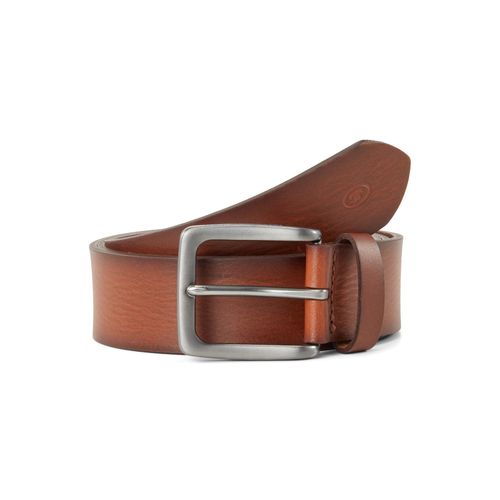 TOM TAILOR Herren TTSCOTT Ledergürtel mit eckiger Dornschließe, braun, Logo Print, Gr. 100