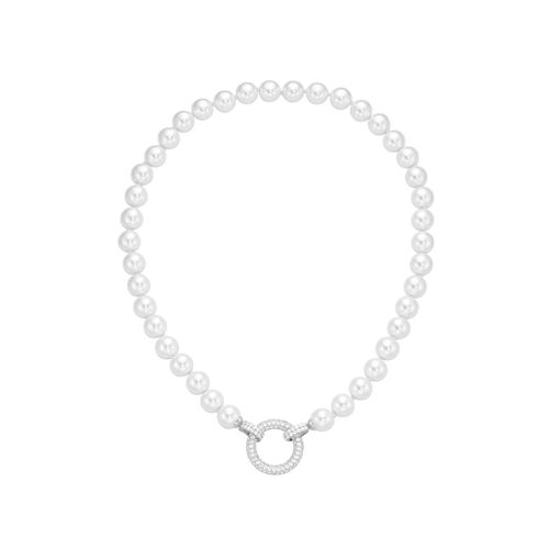 Collier LADY, weiß, Halsketten, Damen, 45, Perlen, L: 45cm