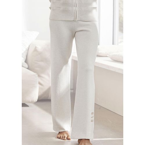 Strickhose ELBSAND, Damen, Gr. 44/46, N-Gr, weiß (wollweiß), Feinstrick, Strick, Obermaterial: 50% Viskose (LENZING), 28% Polyester, 22% Nylon, meliert, casual, sehr bequem lang, Hosen, Loungehose, Relaxhose aus weichem hochwertigem Strick, Loungewear