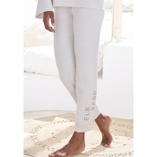 Strickhose ELBSAND, Damen, Gr. 32/34, N-Gr, weiß (wollweiß), Feinstrick, Obermaterial: 50% Viskose (LENZING), 28% Polyester, 22% Nylon, meliert, casual, bequem lang, Hosen, aus weichem Strick, Loungewear