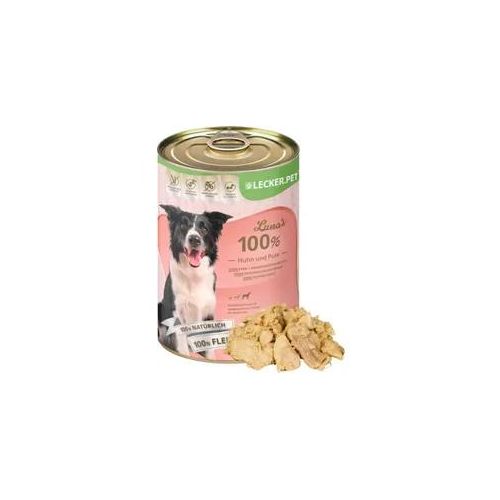 18 x 400 g Lecker.Pet® Luna's 100 % Huhn und Pute Hundefutter Nassfutter