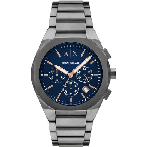 Chronograph ARMANI EXCHANGE, grau (anthrazit), Armbanduhren, Herren, Armbanduhr, Herrenuhr, Edelstahlarmband, analog, Tag, Stoppfunktion