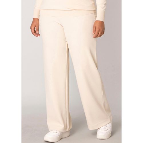 Treggings BASE LEVEL CURVY, Damen, Gr. 52, Länge 32, beige (light beige), Obermaterial: 97% Polyester, 3% Elasthan, casual, loose fit extralang, Hosen, mit elastischem Bund