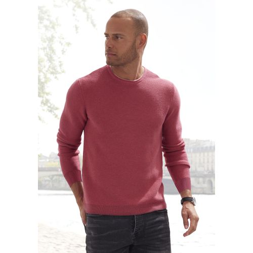 Strickpullover AUTHENTIC LE JOGGER, Herren, Gr. L (52/54), rot (rot, meliert), Strick, Obermaterial: 100% Baumwolle, unifarben, casual, regular fit, Rundhals, Langarm Bündchen, Pullover, mit Double-Layer Optik, Rundhalspullover aus reiner Baumwolle