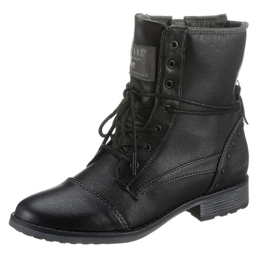 Schnürstiefelette MUSTANG SHOES, Damen, Gr. 40, schwarz, Lederimitat, modisch, Schuhe, mit schaftumspielender Schnürung