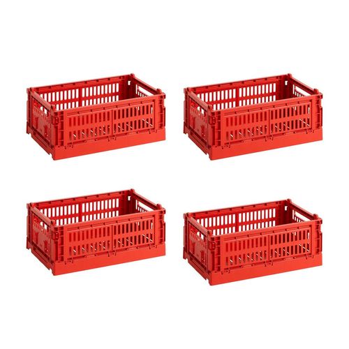 HAY - Colour Crate Korb S, 26,5 x 17 cm, red, recycled (4er Set)