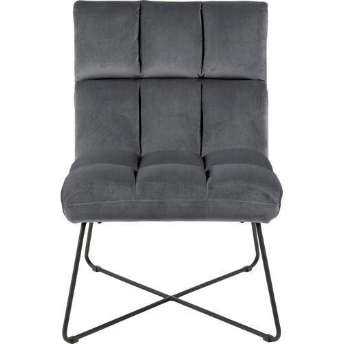 Loungesessel ACTONA GROUP, grau (dunkelgrau), B:62cm H:90cm T:86cm, Sessel, Samtvelours und quadratische Steppnähte, verschiedene Variationen