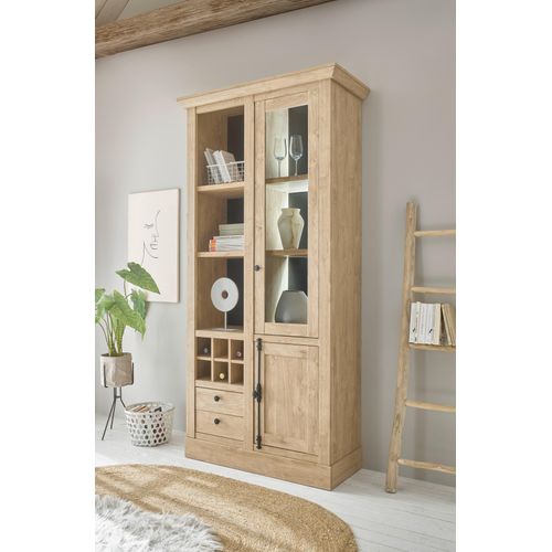 Home affaire Vitrine »Cornwall, Hochschrank im Landhausstil, Glasvitrine, Eiche Dekor«, (1 St.), Metallgriffe, 105 cm breit, viel Stauraum, in zwei Grössen verfügbar