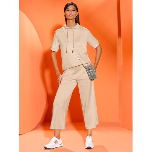 Sweatshirt CREATION L, Damen, Gr. 48, beige (elfenbein), 50% Modal, 44% Polyester, 6% Elasthan, unifarben, Kurzarm, Sweatshirts
