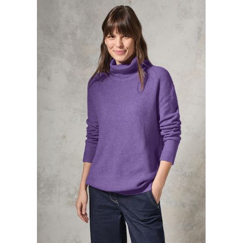 Rollkragenpullover CECIL, Damen, Gr. XL (44), lila (gentle lila melange), Web, 37% Baumwolle, 34% Polyacryl, 26% Polyester, 3% Elasthan, unifarben, casual, gerade normal, hoch geschlossener Ausschnitt, Langarm Bündchen, Pullover, aus softem Materialmix