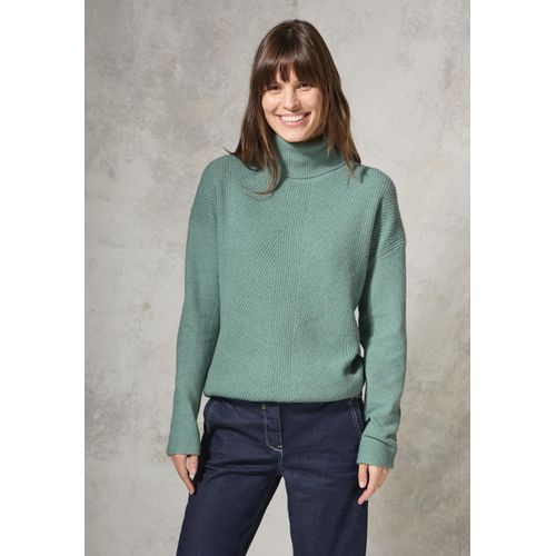 Rollkragenpullover CECIL, Damen, Gr. XS (36), iced salvia grün melange, Web, 37% Baumwolle, 34% Polyacryl, 26% Polyester, 3% Elasthan, unifarben, casual, gerade normal, hoch geschlossener Ausschnitt, Langarm Bündchen, Pullover, aus softem Materialmix