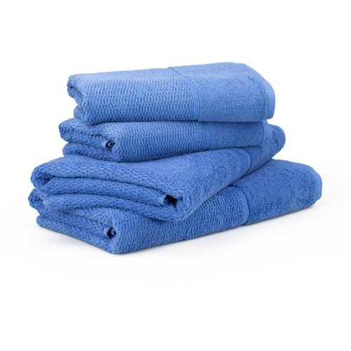 Handtuch Set MÖVE FOR FROTTANA, blau (cornflower), 4 tlg., Walkfrottier, Obermaterial: 100% Baumwolle, Handtuch-Sets