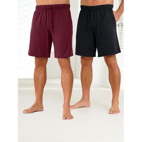 Shorty WÄSCHEPUR, Herren, Gr. 64/66, rot (bordeaux, schwarz), 100% Baumwolle, Meliert:55% Baumwolle, 45% Polyester, Homewear-Sets