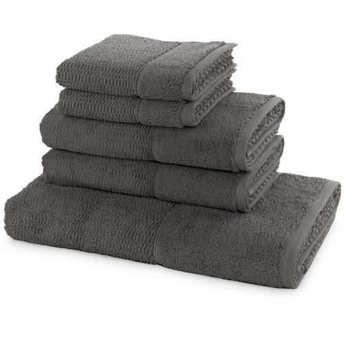 Handtuch Set MÖVE FOR FROTTANA, grau (graphite), 5 tlg., Walkfrottier, Obermaterial: 100% Baumwolle, Handtuch-Sets