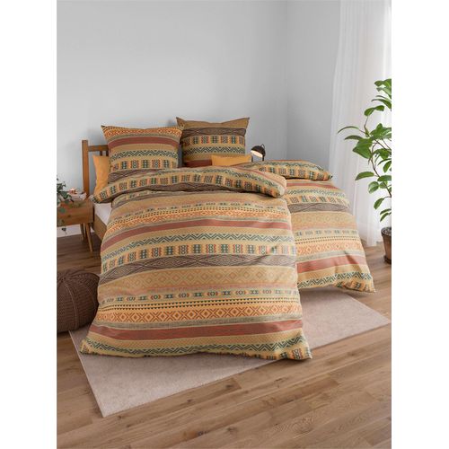Bettwäsche DORMISETTE Gr. 2, orange (terra, bedruckt), B/L: 155cm x 200cm, 2-teilige Garnitur St., 2-teilige Garnitur St., Renforcé, B/L: 80cm x 80cm, Renforcu00e9, 100% Baumwolle, Bettwäsche