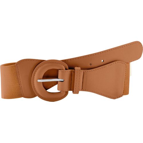 Taillengürtel LASCANA, Damen, Gr. 105, braun (camel), Obermaterial: 80% Elasthan, 20% Lederimitat, unifarben, casual, Gürtel, Stretchgürtel, Shaping-Effekt, große Schließe, für Kleid & Overall