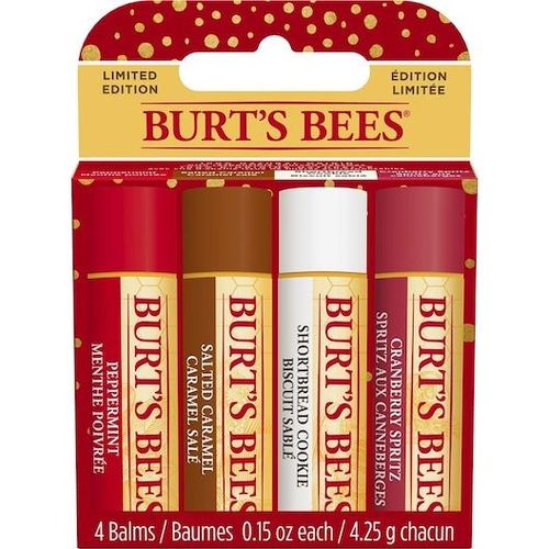 Burt's Bees Pflege Lippen Festive Fix Lip Balm Geschenkset Peppermint Lip Balm + Salted Caramel Lip Balm + Shortbread Cookie Lip Balm + Cranberry Sptirtz Lip Balm