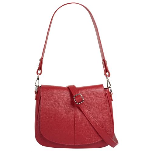 Umhängetasche CLUTY, Damen, Gr. B/H/T: 23cm x 18cm x 8cm onesize, rot, Leder, unifarben, leicht glänzend, Taschen, echt Leder, Made in Italy