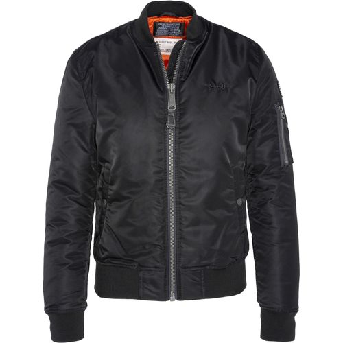 Bomberjacke SCHOTT NYC, Damen, Gr. M (36), schwarz, Softshell, Obermaterial: 100% Nylon, unifarben mit Farbeinsätzen, Basic, gerade, unten schmal hüftlang, Langarm eingesetzt Windstopperbündchen mit innenliegendem Gummizug, Jacken, mit zusätzlichen Armtaschen