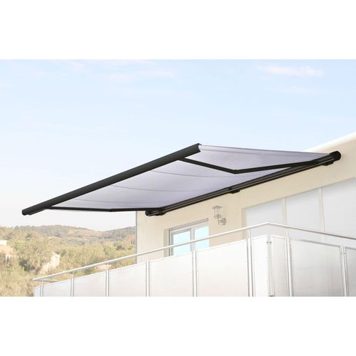 Elektrische Kassettenmarkise H123, Markise Vollkassette 4,5x3m ~ Acryl creme, Rahmen anthrazit