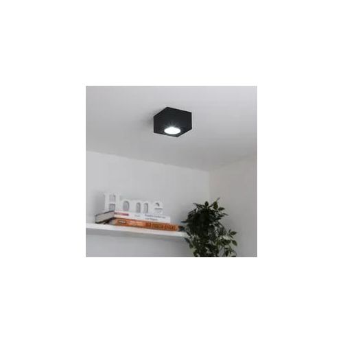 Flacher Aufbaustrahler eckig IP44 Deckenleuchte - Farbe: schwarz - LED Leuchtmit...