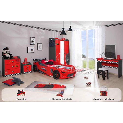 Kinderzimmer komplett Set Autobett Rio 5 teilig Rot