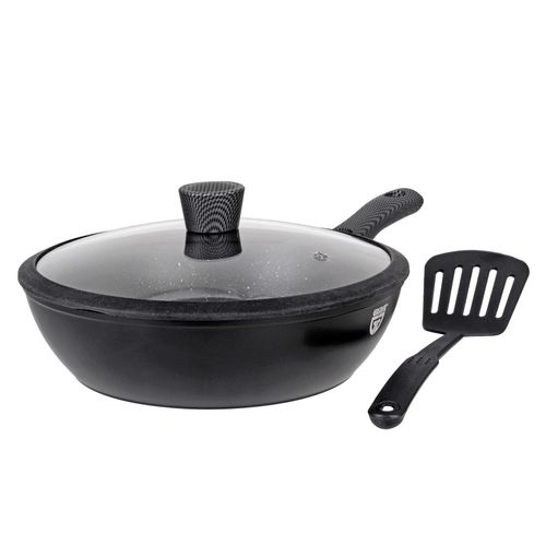 GRÄWE Alu Pfanne 28 cm, abnehmbarer Griff mit Pfannenwender Alu-Line