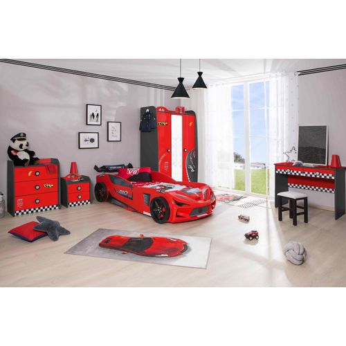 Kinderzimmer komplett Set Autobett Rio 5 teilig Rot