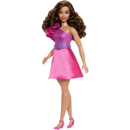 Barbie Puppe Barbie Fashionistas Puppe mit braunem Haar und glitzerndem Kleid