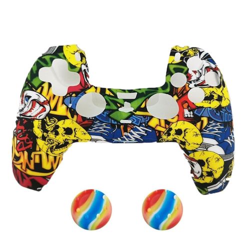 2 x Schutzhülle für Playstation 5 DualSense Controller Skin Silikon Schutz Motiv
