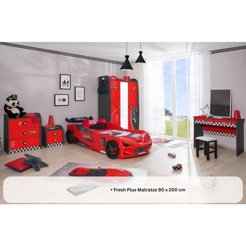 Kinderzimmer komplett Set Autobett Rio 5 teilig Rot