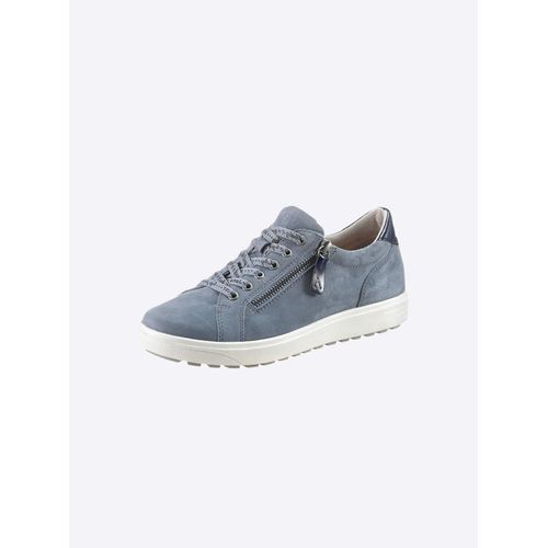 Schnürschuh JANA, Damen, Gr. 39, blau (jeansblau), Veloursleder, sportlich, Schuhe