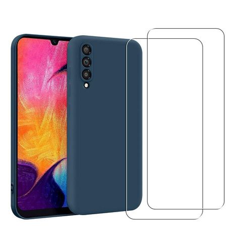 Hülle Galaxy A50 und 2 schutzfolien - Silikon - Blau
