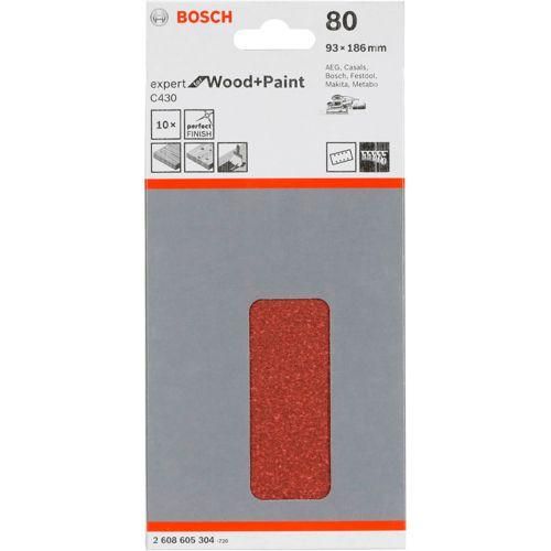 Bosch Schleifblatt C 430 Holz + Lack 93x186MM Körnung 80 10 St.